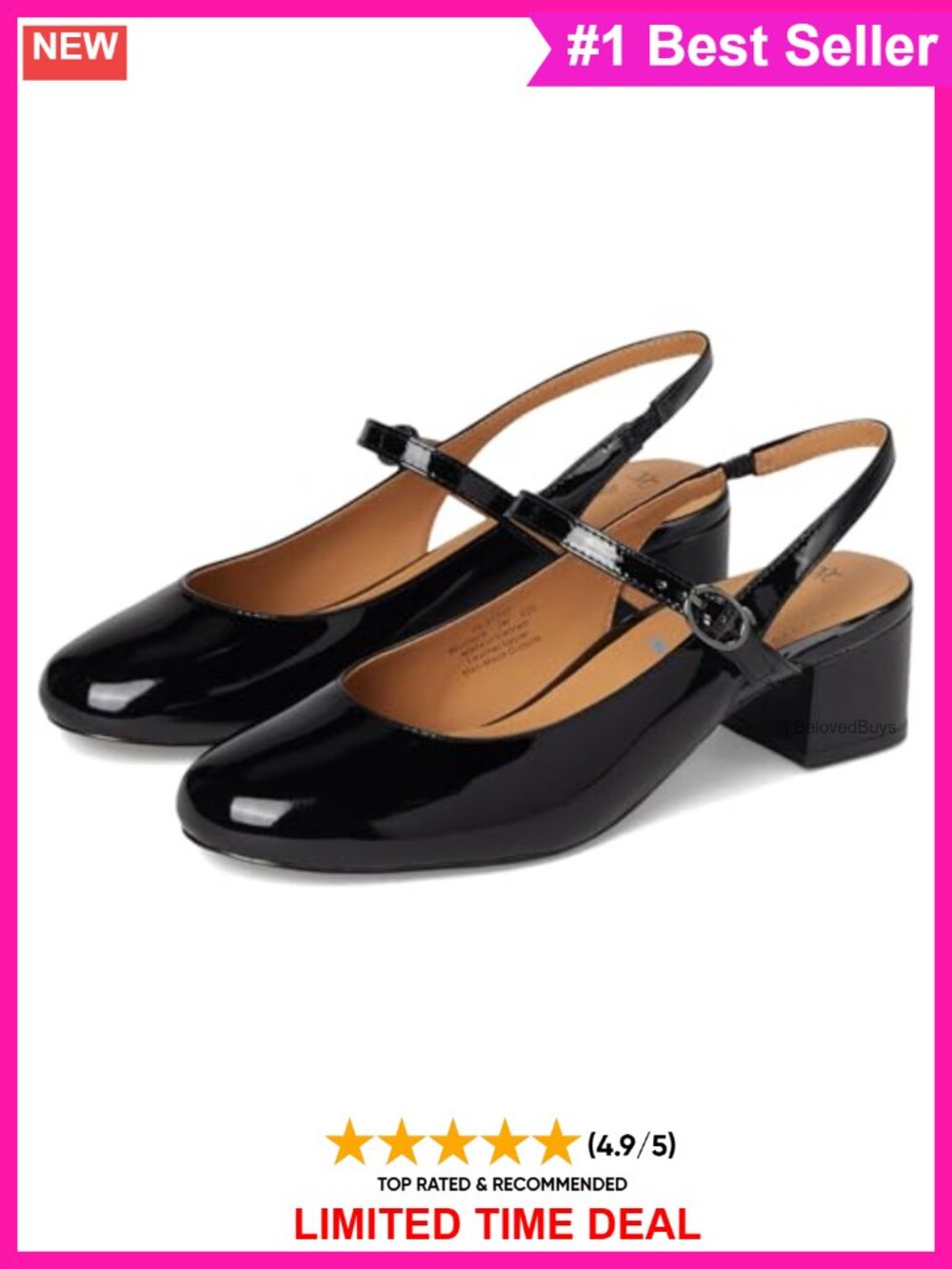 Sienna Mary Jane Slingback Leather Lined Block Heel Pumps